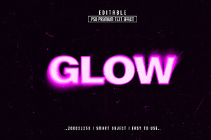 Neon Glow & Grunge Blur PSD text