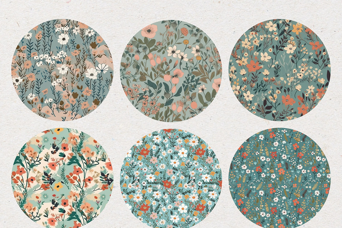 Blue Ditsy Floral Seamless Patterns, a Pattern Graphic by Natural Planners (Photo 6 of 8)