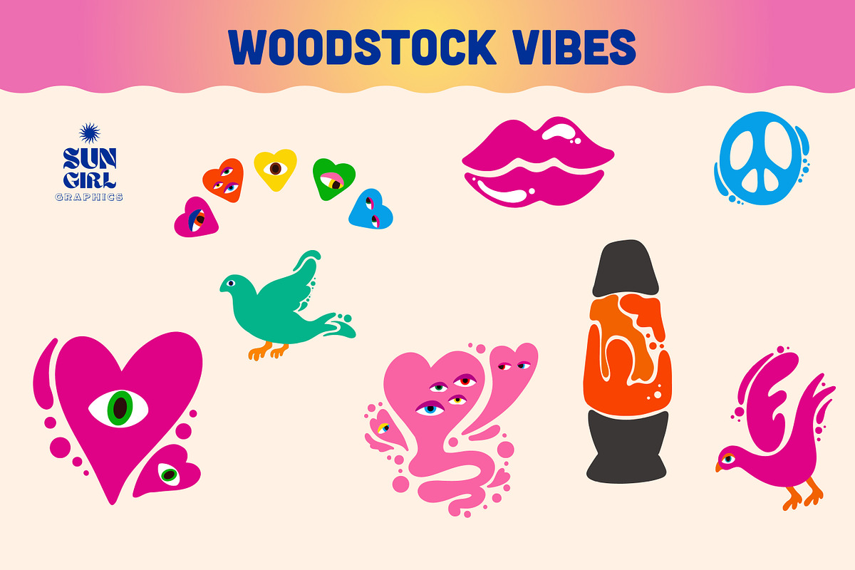 Psychedelic 70's Graphic Bundle, an Object Graphic by sungirlgraphics (Photo 9 of 10)