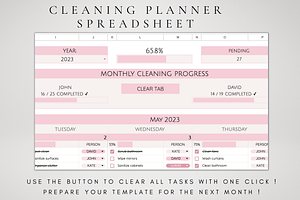 Monthly Cleaning Tracker Template