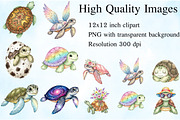 Watercolor Turtle Clipart Bundle, an Illustration by Craft Nest (Thumbnail 2 of 6)