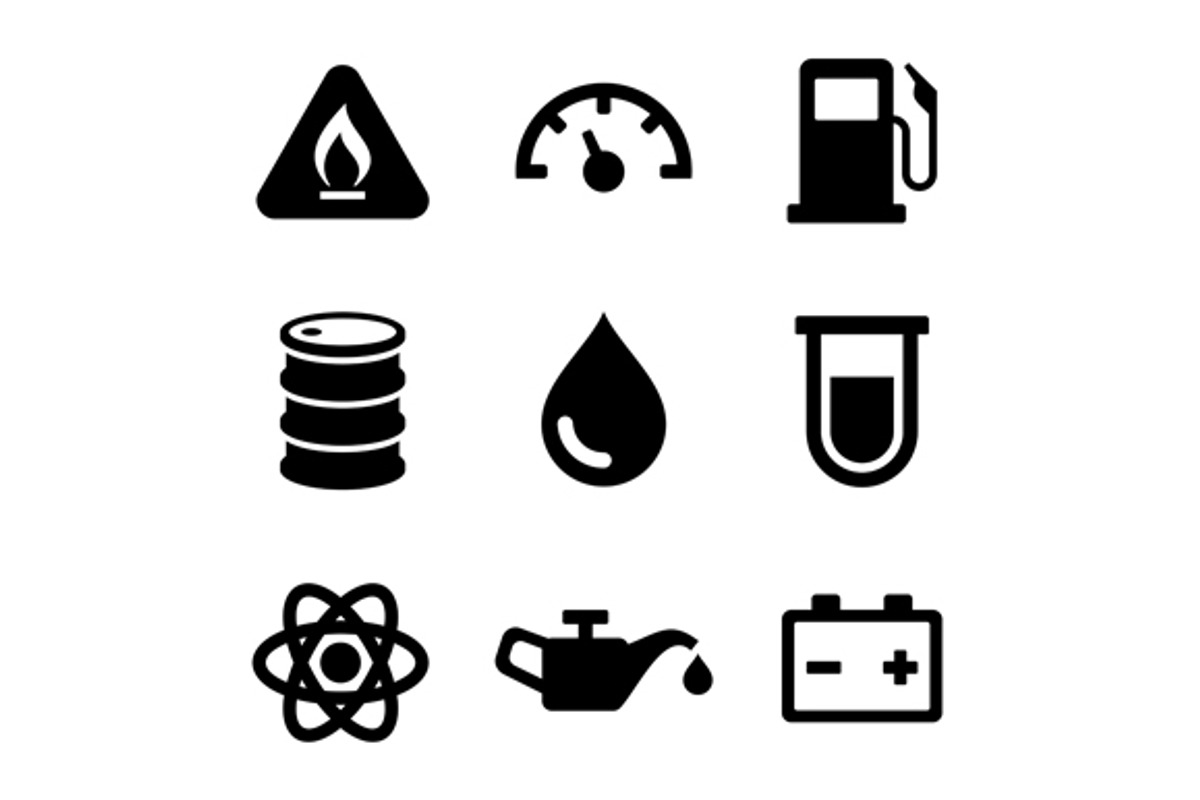 Gasoline Diesel Fuel Icons, an Outline Icon by in8finity