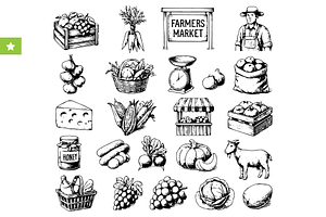 Farmers Market Vintage Food Set