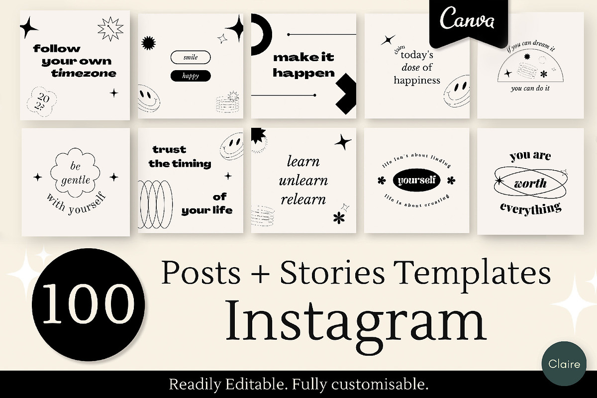 Positive Quotes Social Media Kit, a Social Media Template by Clairee Design Studio (Photo 1 of 7)