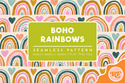 Boho Rainbows Seamless Pattern, a Pattern Graphic by Rebecca Flaherty (Thumbnail 1 of 3)