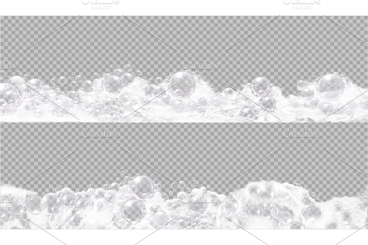 Realistic white soap foam borders, a Decorative Illustration by Yayasya (Photo 1 of 3)