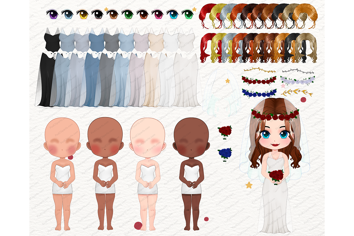 Bride and Groom couple clipart PNG, a Person Illustration by Podcliparts (Photo 3 of 8)