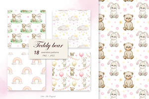 Teddy Bear Patterns Baby Girl Paper