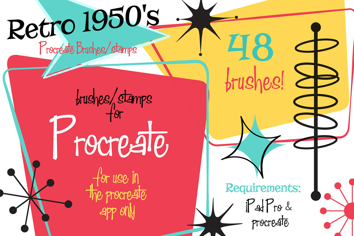 Mid-century Modern Procreate Brushes preview 2
