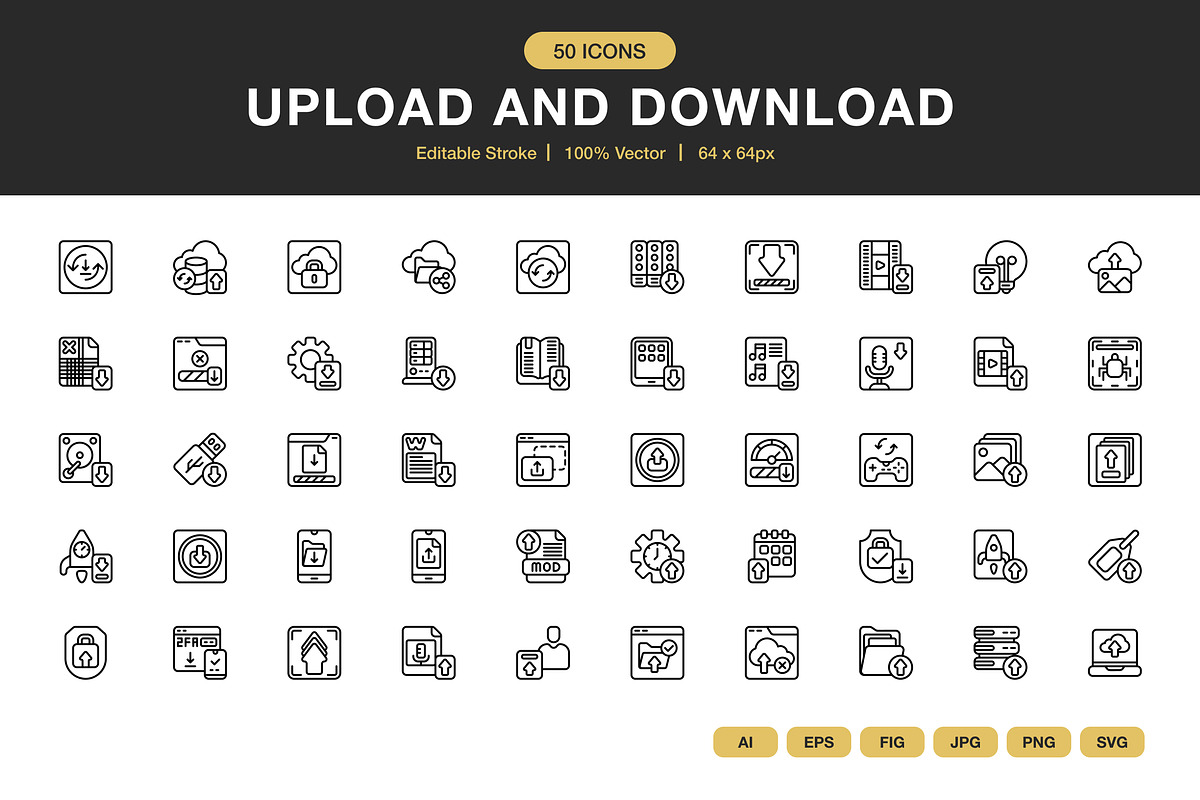 Upload and Download Icons, an Icon by Spacepixel Creative
