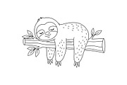 Cute Sloth Line Art Bundle, an Illustration by musafir_fashion (Thumbnail 44 of 51)