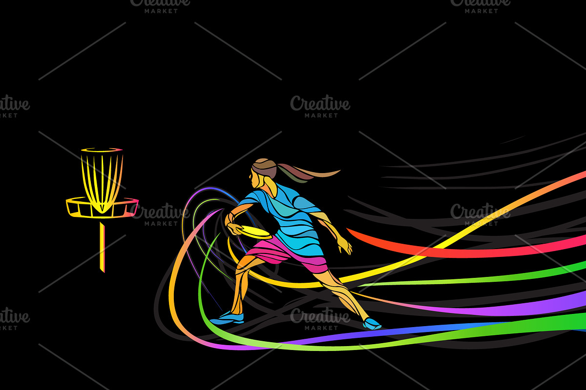 Disc Golf Woman Illustration vector, a Sport Illustration by Kluva's Wavy Silhouettes