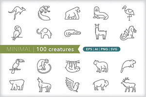 Minimal 100 Creature Icons