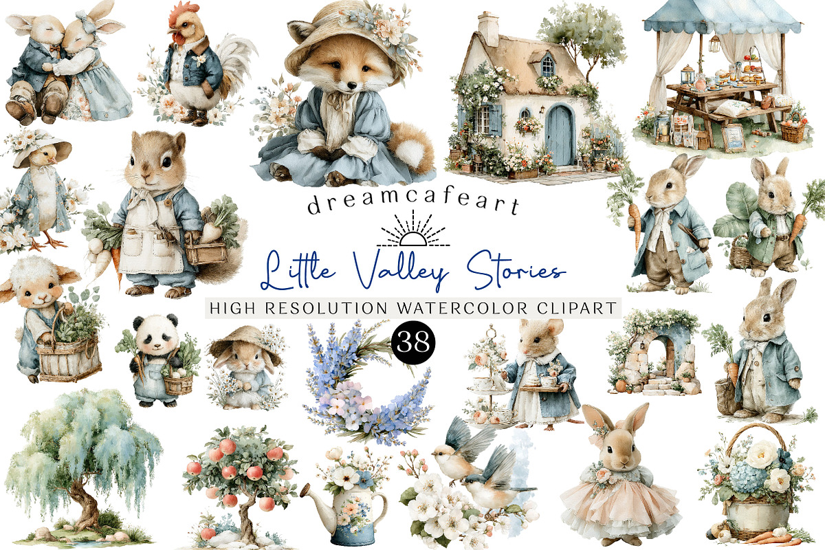 Watercolor Little Valley Stories, an Illustration by DreamCafeArt (Photo 1 of 6)