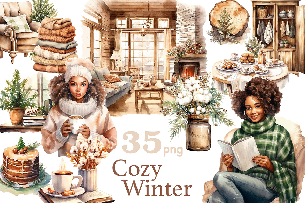 Cozy Winter Clipart, a Person Illustration by GlamArtZhanna (Photo 1 of 5)