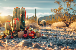 Christmas Decorated Desert Cactus, a Holiday Photo by Andy Dean Photography