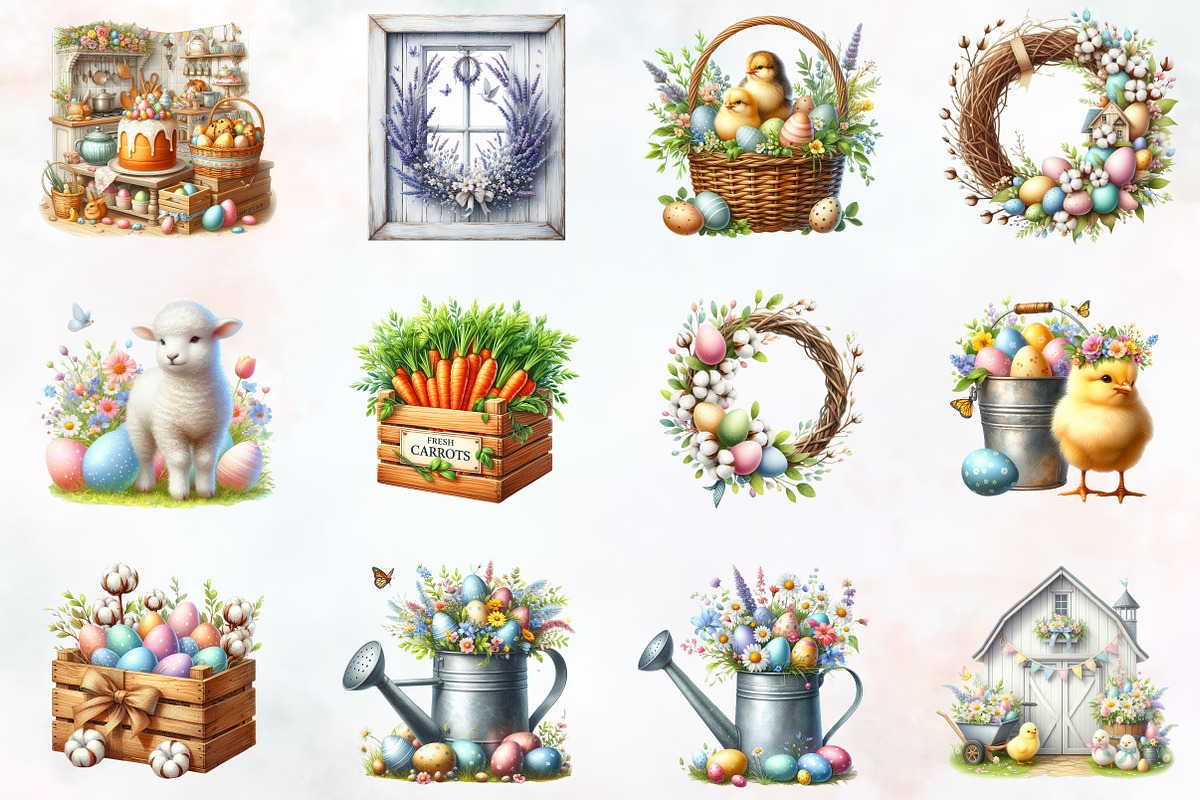 Country Farmhouse Easter PNG Clipart, an Illustration by RobertsArt (Photo 5 of 7)