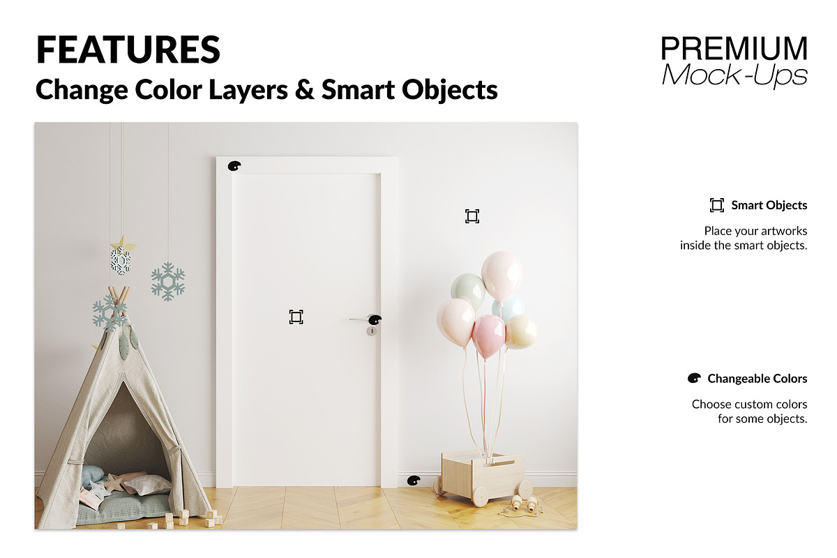 Nursery Door Murals Mockups, a Product Mockup by mock-ups (Photo 3 of 9)