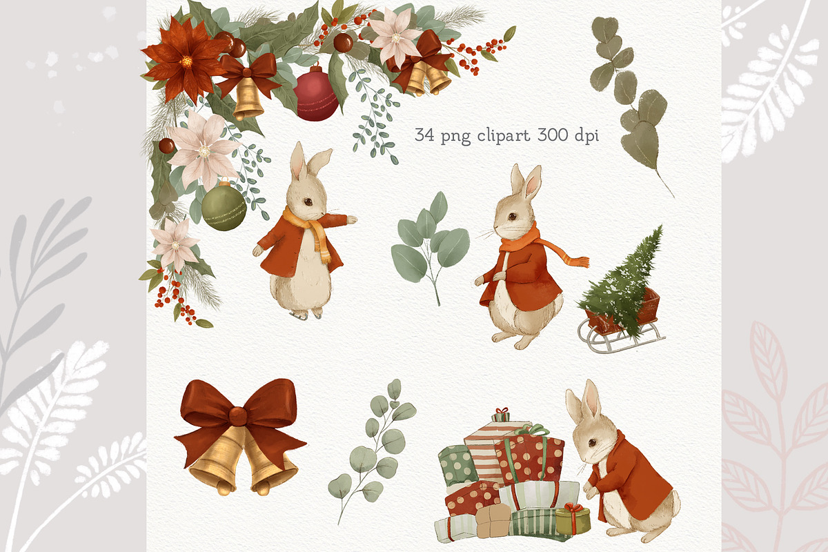 Christmas Peter Rabbit Clipart Set, an Illustration by AlenaVlasko stock Market (Photo 6 of 8)
