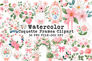 Coquette Floral Frames Clipart, an Illustration by Libby Wishes (Thumbnail 1 of 7)