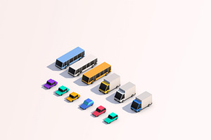 Cartoon Low Poly City Cars Pack