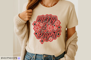 Merry & Bright Christmas SVG PNG Des, a Graphic by mh_arif