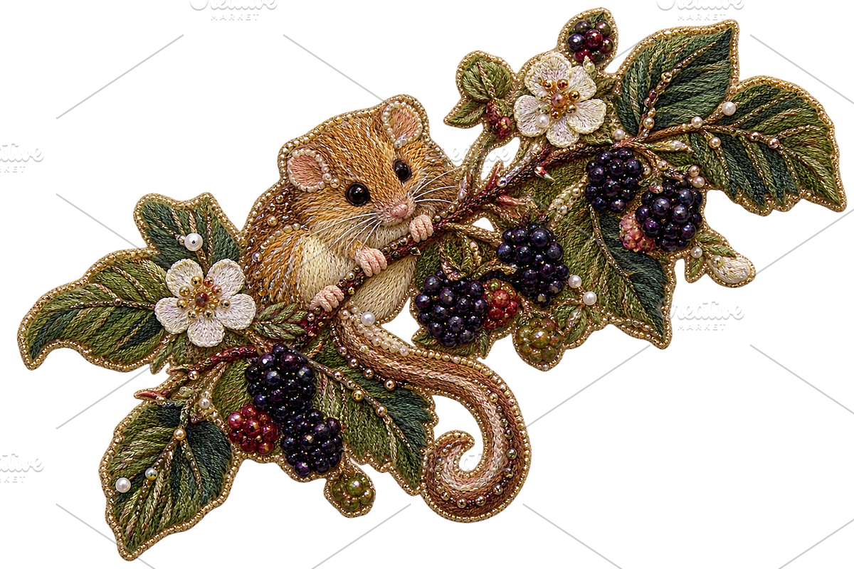 Embroidered Dormouse PNG, an Object Graphic by The Edit (Photo 1 of 3)