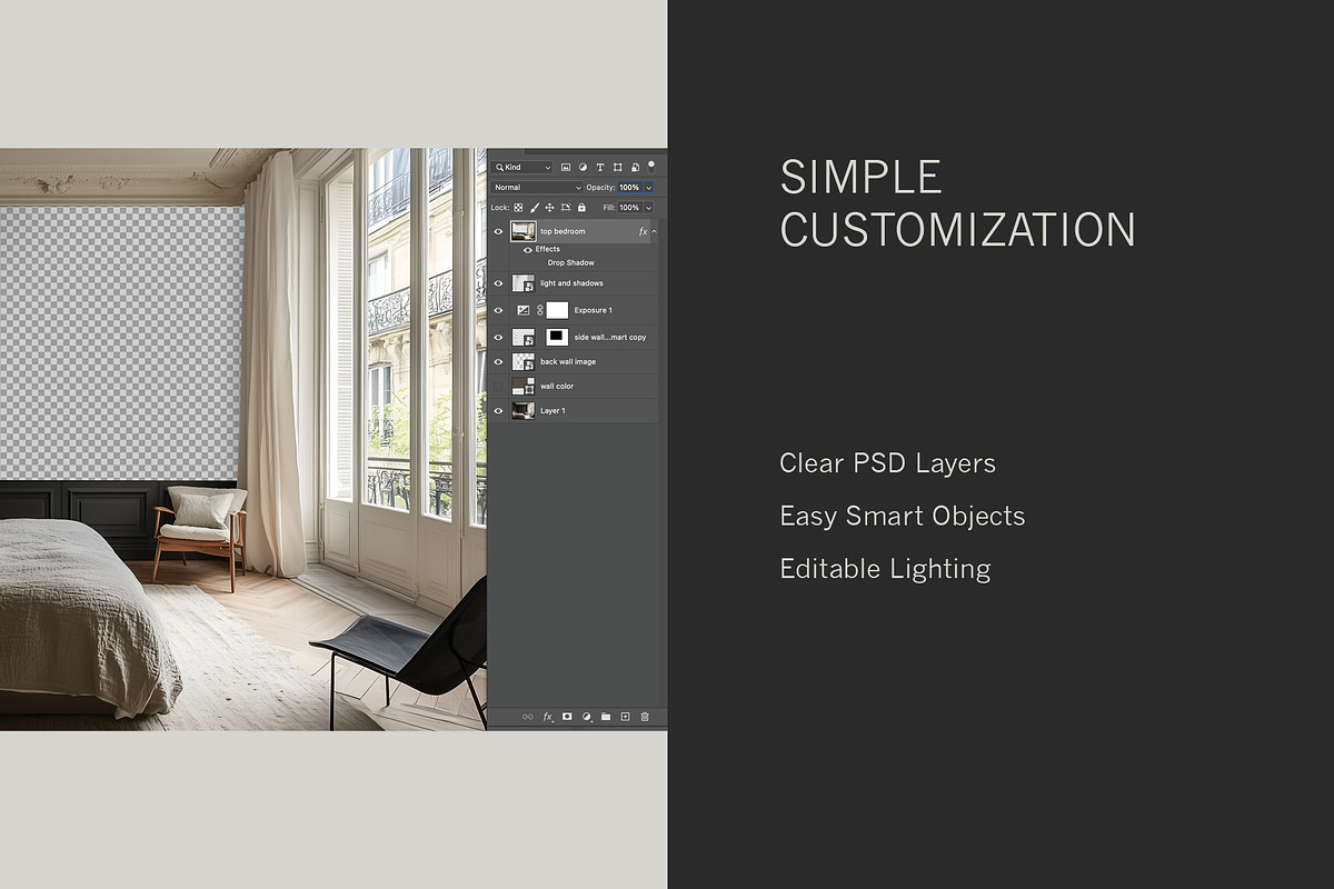 French Apartment: Bedroom Mockup 1, a Household Mockup by Blixa 6 Studios (Photo 4 of 7)