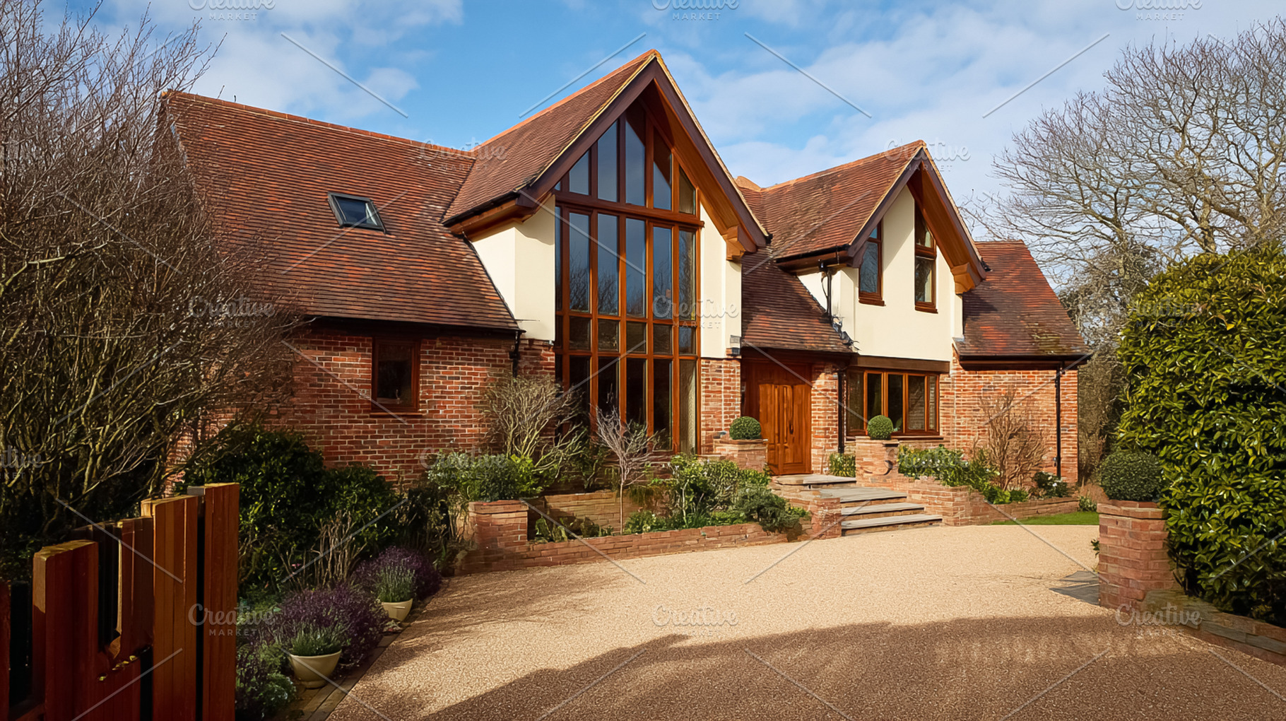 Elegant modern house featuring contemporary brick architecture,, a Photo by Studio ANNA