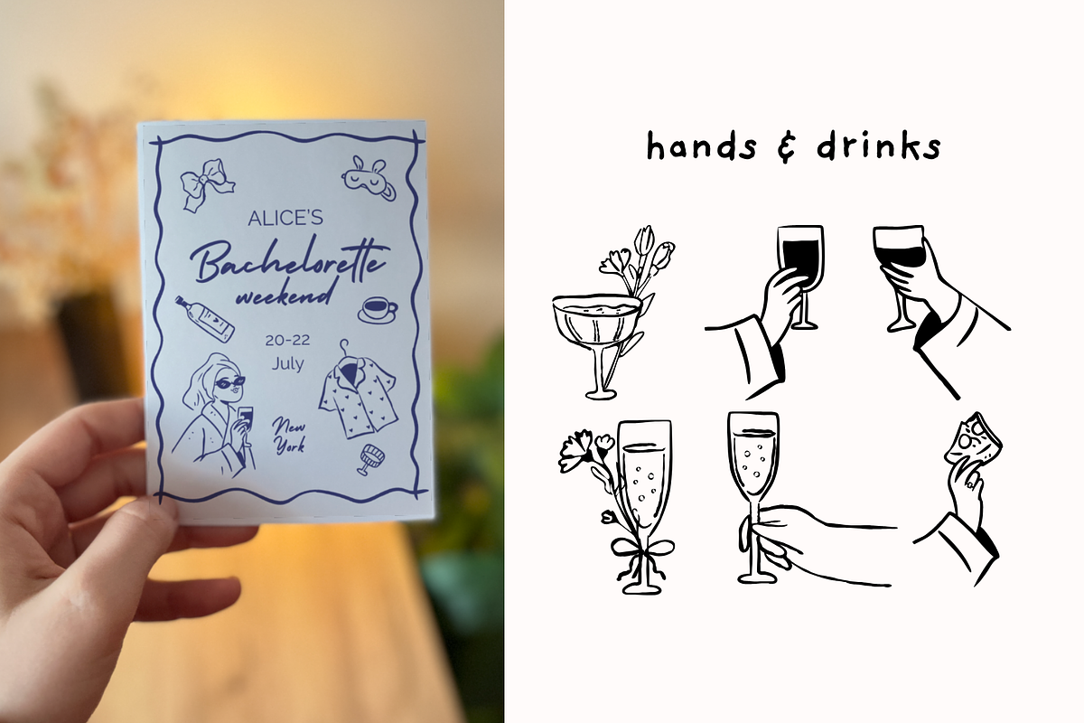 Whimsical bachelorette party clipart, a Decorative Illustration by Heartwarming Art (Photo 9 of 14)