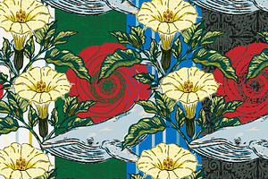 Asian Inspired Whale Datura Pattern