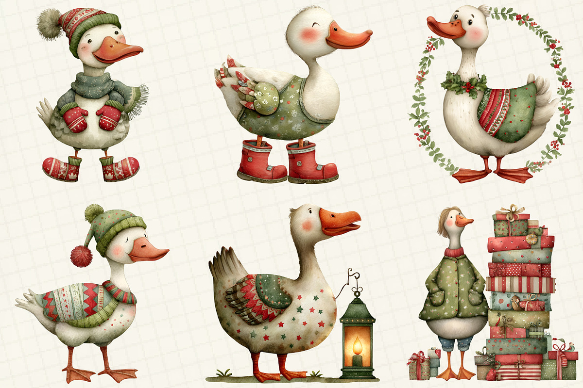 Whimsical Geese Clipart Bundle, an Illustration by DreamCafeArt (Photo 2 of 7)