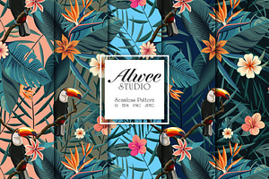 Tropical Toucan Seamless Pattern