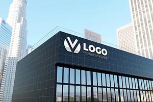 3d Logo Mockup In Building