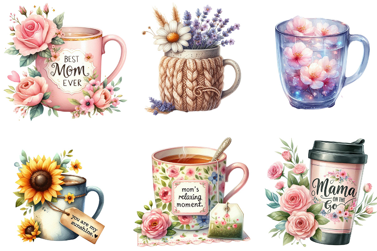 Mother's Day Floral Mug Png, an Illustration by DreamArtGraphic (Photo 2 of 4)