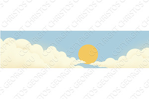Blue Sky Sun Clouds Background, a Texture Illustration by Christos Georghiou