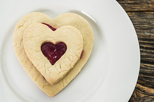 Heart shaped cookies with jam fillin, a Food & Drink Photo by 1miromiro