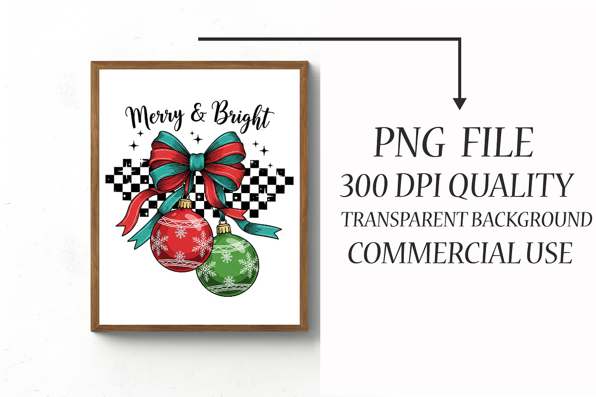 Retro Christmas Ornaments Bow PNG, an Illustration by Libby Wishes (Photo 3 of 6)