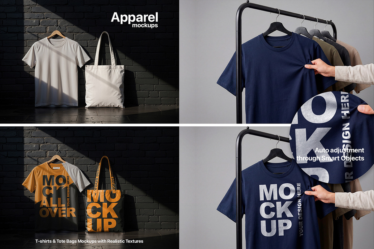 T-Shirt & Tote Bag Mockups Vol. 2, a Shirt Mockup by BMACHINA Labs. (Photo 2 of 6)