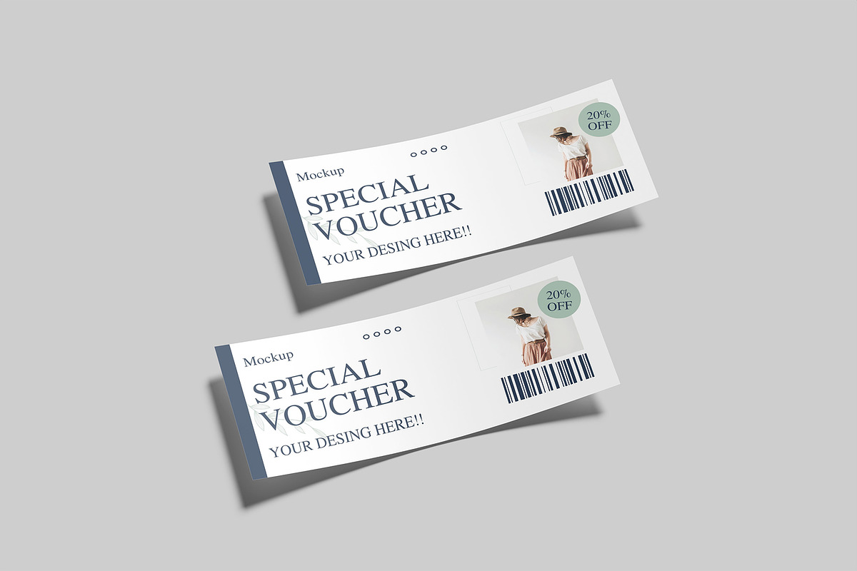 Gift Voucher Mockup, an Advertising Mockup by Graphiculon (Photo 3 of 11)