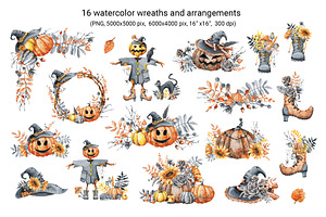 Happy Halloween Watercolor Clipart