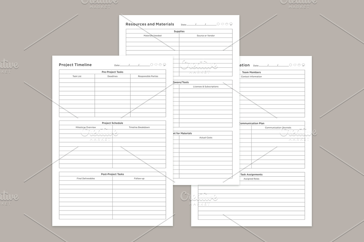 Project Planner Pages Set V-01, a Stationery Template by shahsoft (Photo 3 of 3)