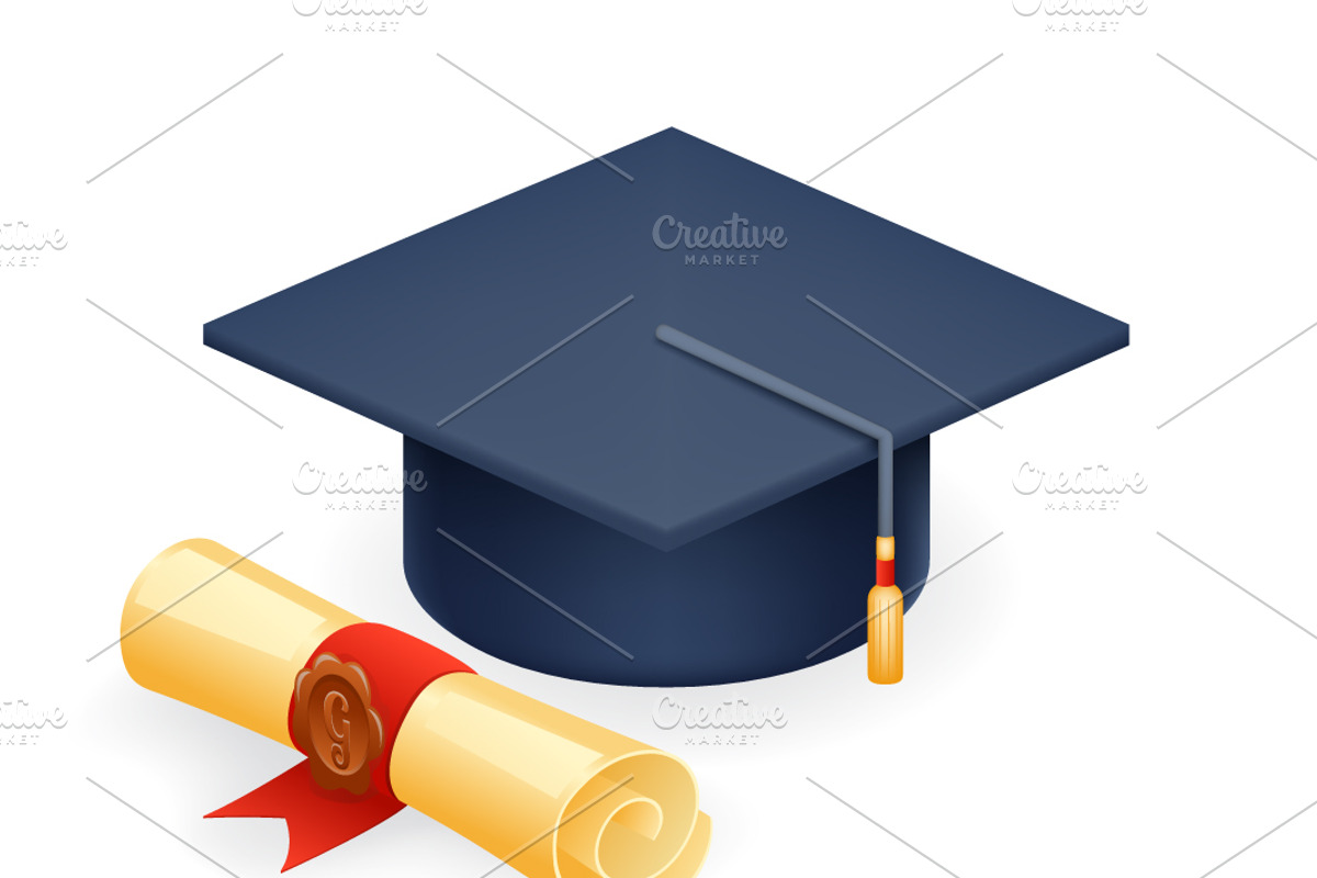 Graduation Cap with Scroll, an Education Illustration by Meiluns shop
