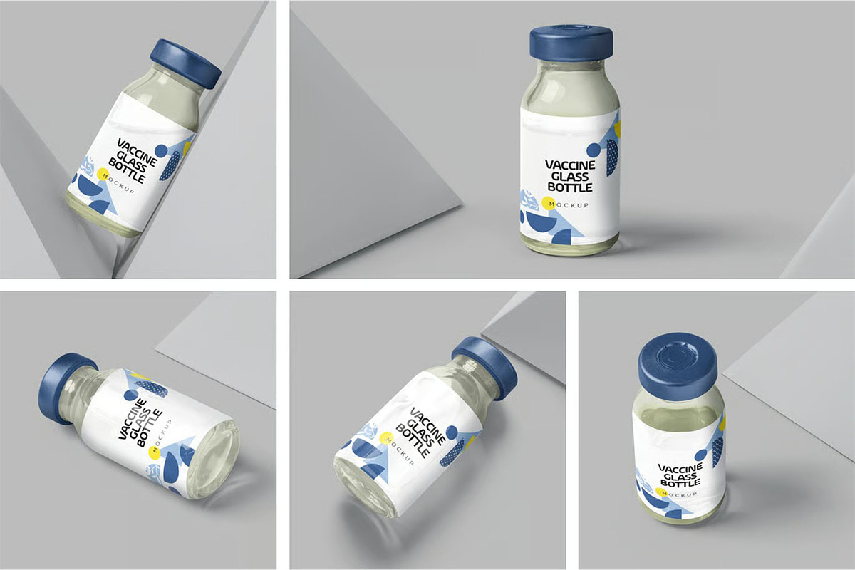 Vaccine Glass Bottle Mockups, a Product Mockup by megostudi0 (Photo 1 of 7)