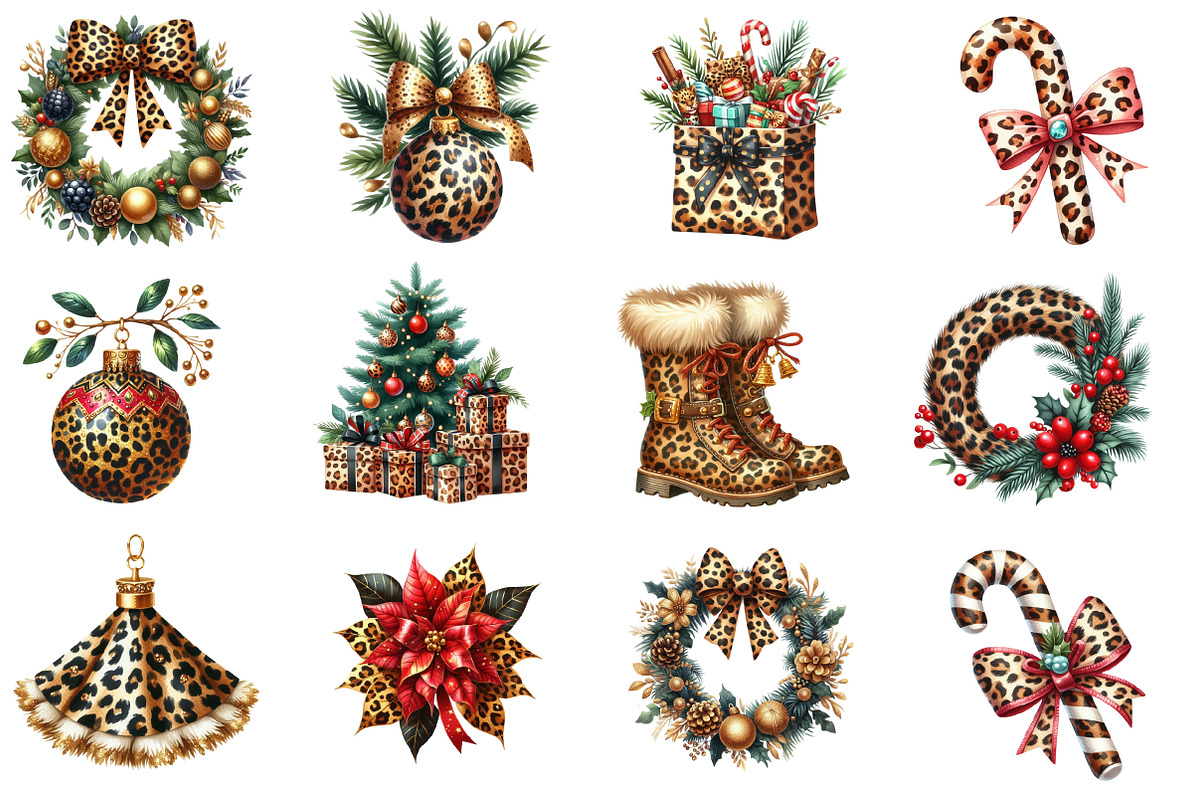 Leopard Christmas Clipart, an Illustration by Designworld (Photo 2 of 5)