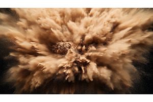 Dynamic explosion of dust particles, an Illustration by Sergey Kotenev