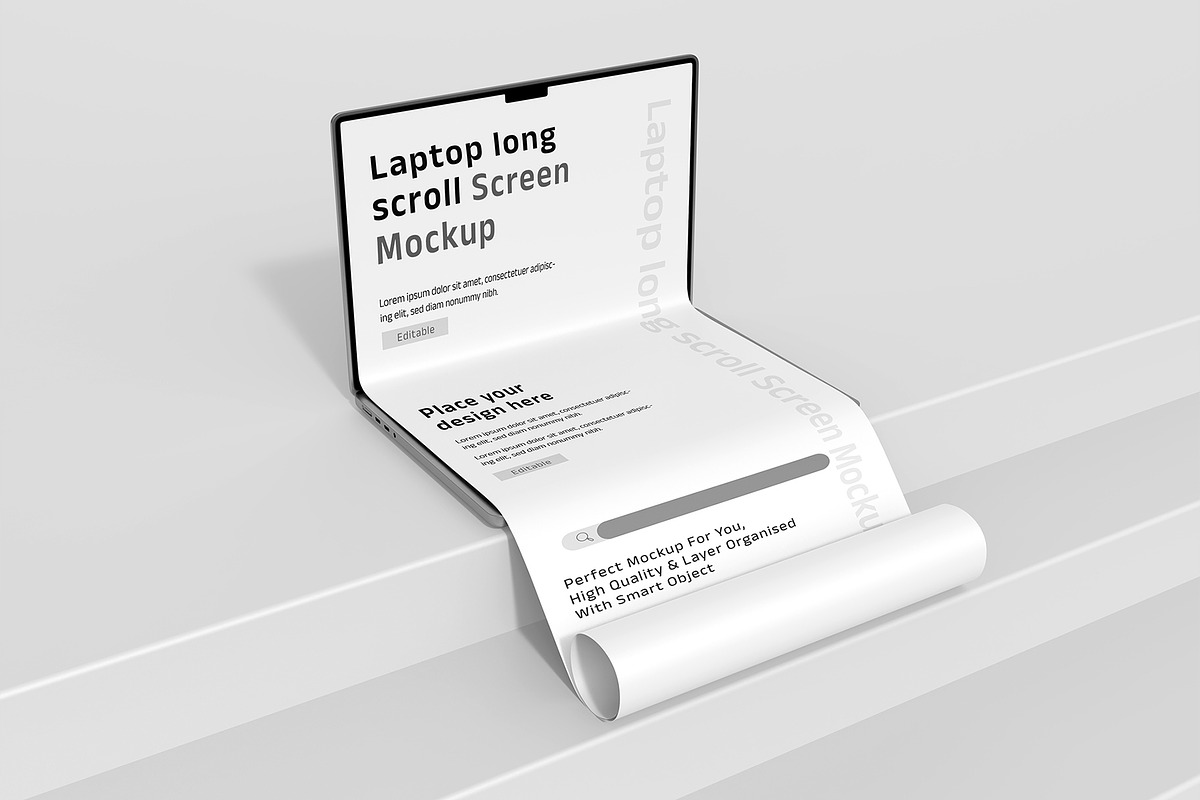 Laptop Website Long Scroll Mockup