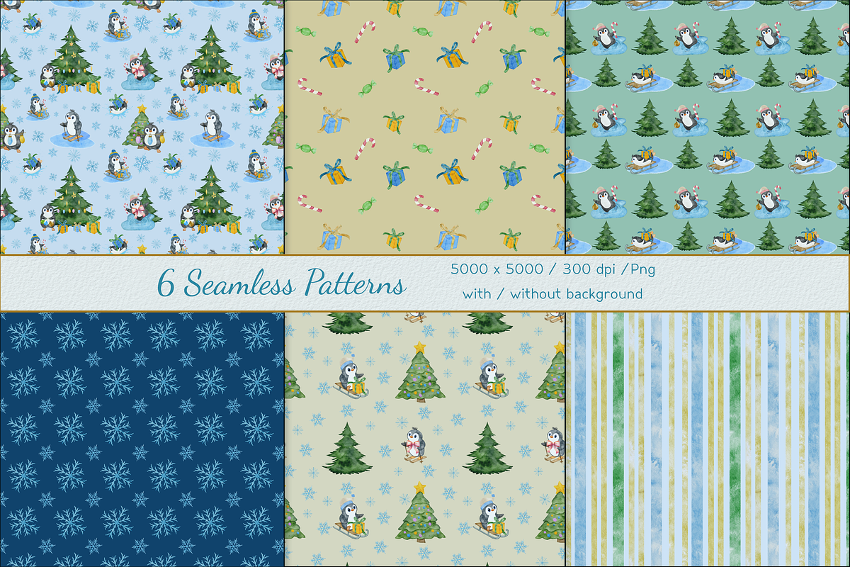 Penguin Winterland watercolor set, a Seasonal Illustration by Aurella Art (Photo 11 of 17)