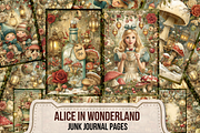 Christmas Alice Junk Journal Pages, a Seasonal Illustration by Print Haven Mochi Vintage (Thumbnail 1 of 11)