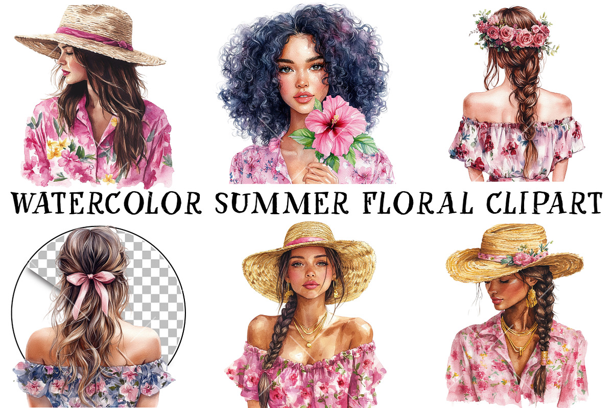 Watercolor Summer Floral Clipart, an Illustration by OK Design (Photo 2 of 6)